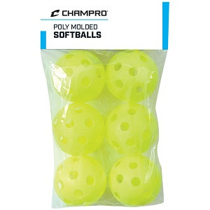 6 PACK - YELLOW POLY SOFTBALLS