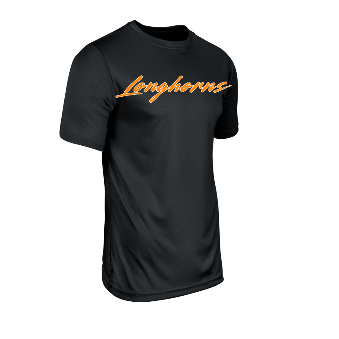 BLACK Horns Vision Tee Light Weight 100% Polyester shirt (ORANGE LOGO)