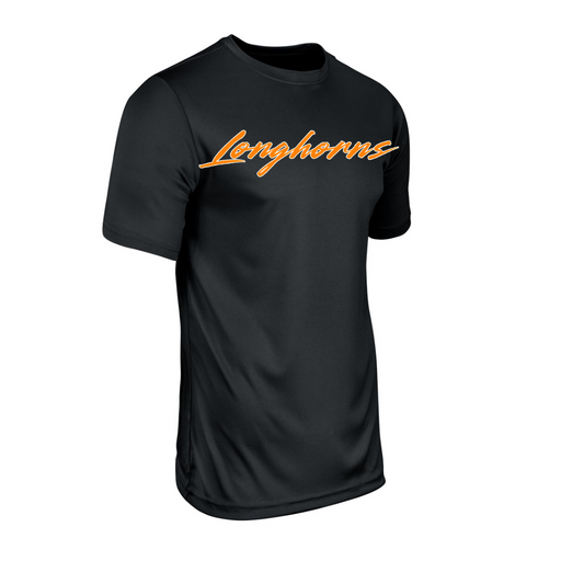 BLACK Horns Vision Tee Light Weight 100% Polyester shirt (ORANGE LOGO)