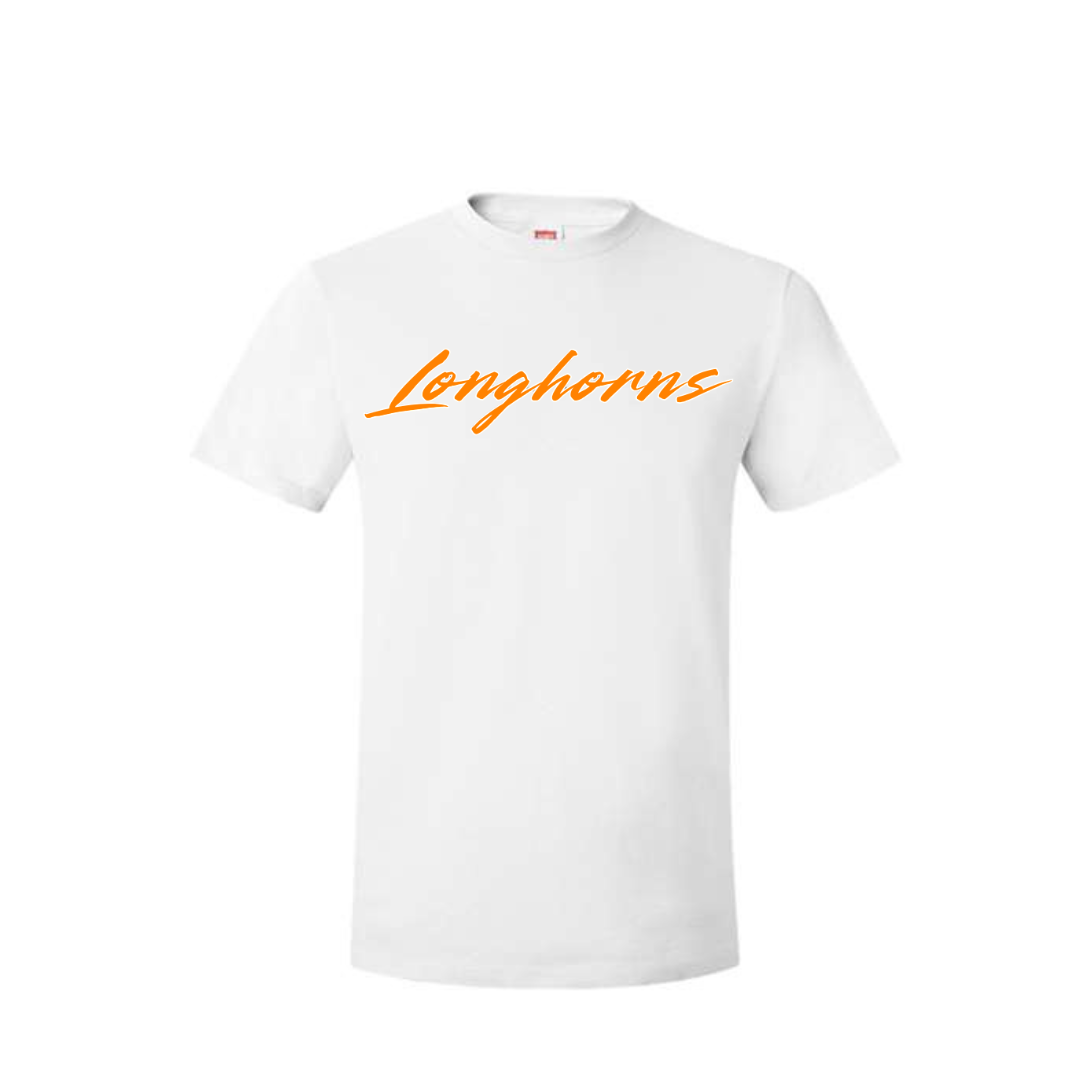 WHITE Horns Vision Tee Light Weight 100% Polyester shirt (ORANGE LOGO)