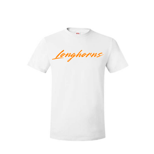 WHITE Horns Vision Tee Light Weight 100% Polyester shirt (ORANGE LOGO)