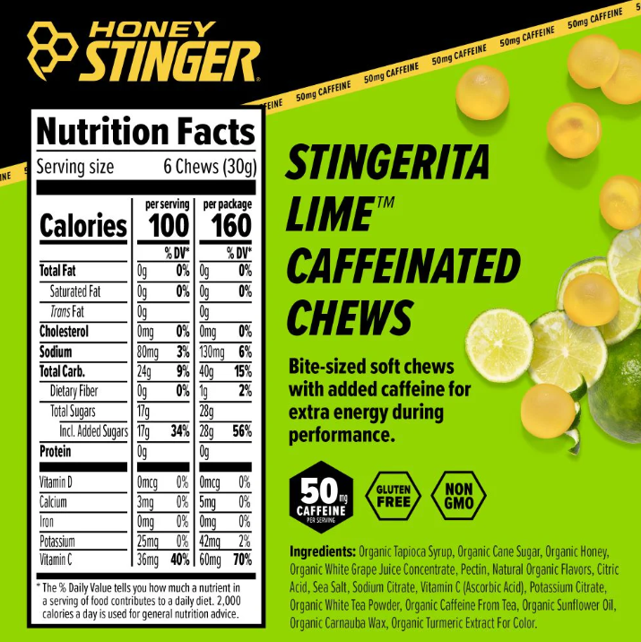 Honey Stinger Caffeinated Stingerita Lime Energy Chew