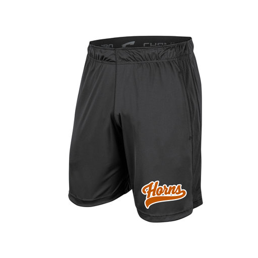 Horns Men's Shorts - Black / Burnt Orange Horns Logo (White Outline)
