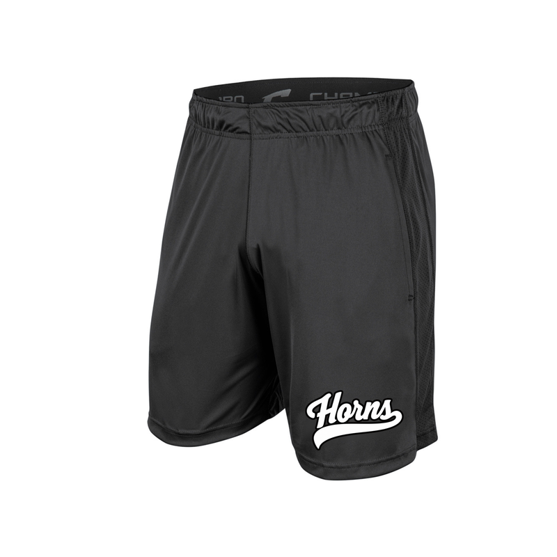 Horns Men's Shorts - Black / White Horns Logo (Black Outline)