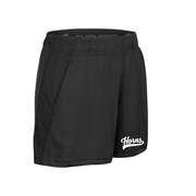 Horns Women's Shorts - Black / White Horns Logo (Black Outline)