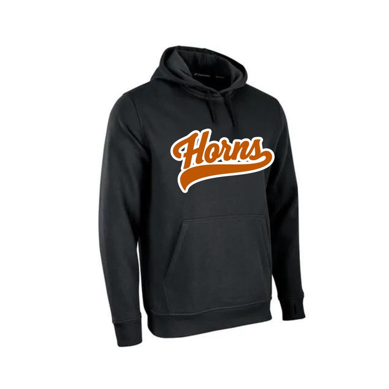 Longhorns Hoodie - Black / Burnt Orange Horns Logo (White Outline)