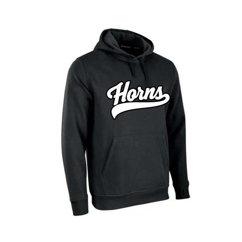 Longhorns Hoodie - Black / White Horns Logo (Black Outline)