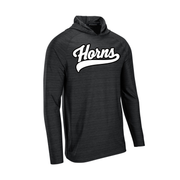 Longhorns LongSleeve T SHIRT HOODIE - Black / White Horns Logo (Black Outline)