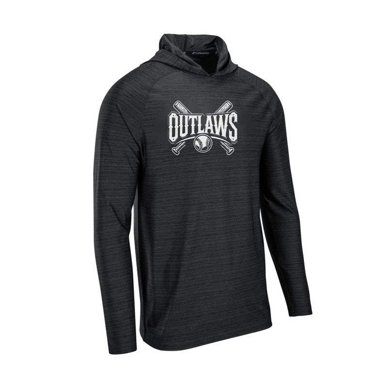 OBC Long Sleeve T Shirt Hoodie - Black - Outlaws Bats Logo