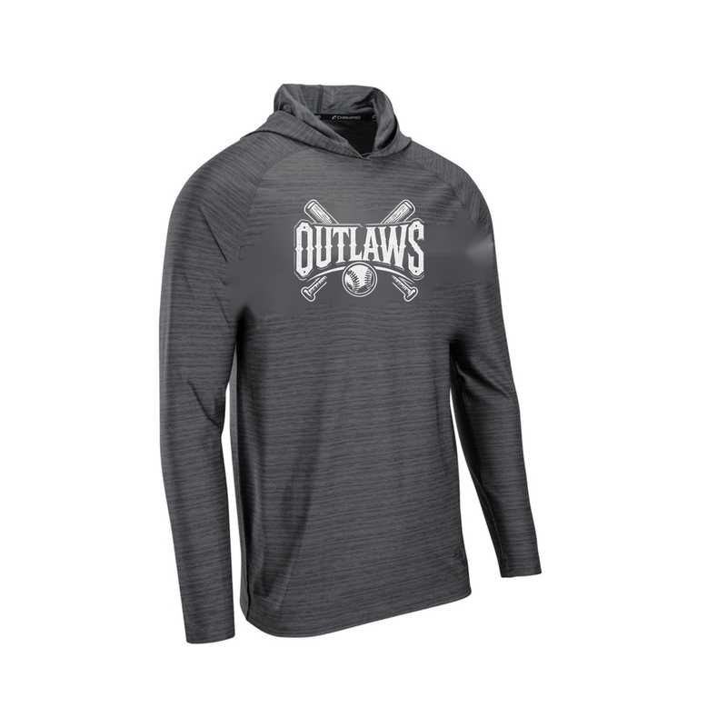 OBC Long Sleeve T Shirt Hoodie - Gray - Outlaws Bats Logo