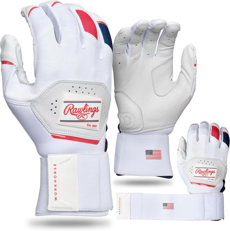 RAWLINGS ADULT WORKHORSE COMPRESSION STRAP BASEBALL BATTING GLOVES